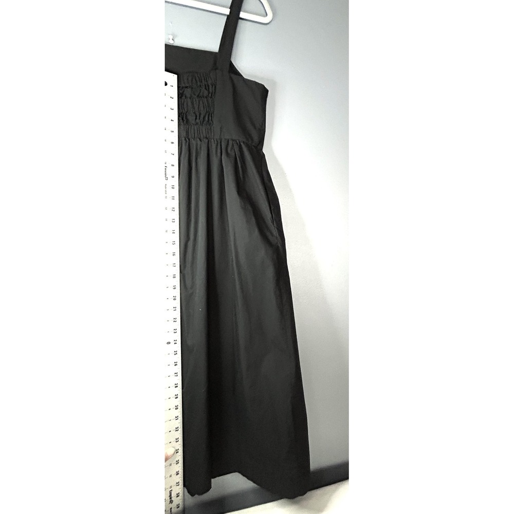 A New Day Dress Womens L Black Square Neck Smocked Midi Sundress Pockets Cotton - Picture 9 of 15